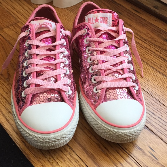 converse pink sequin sneakers